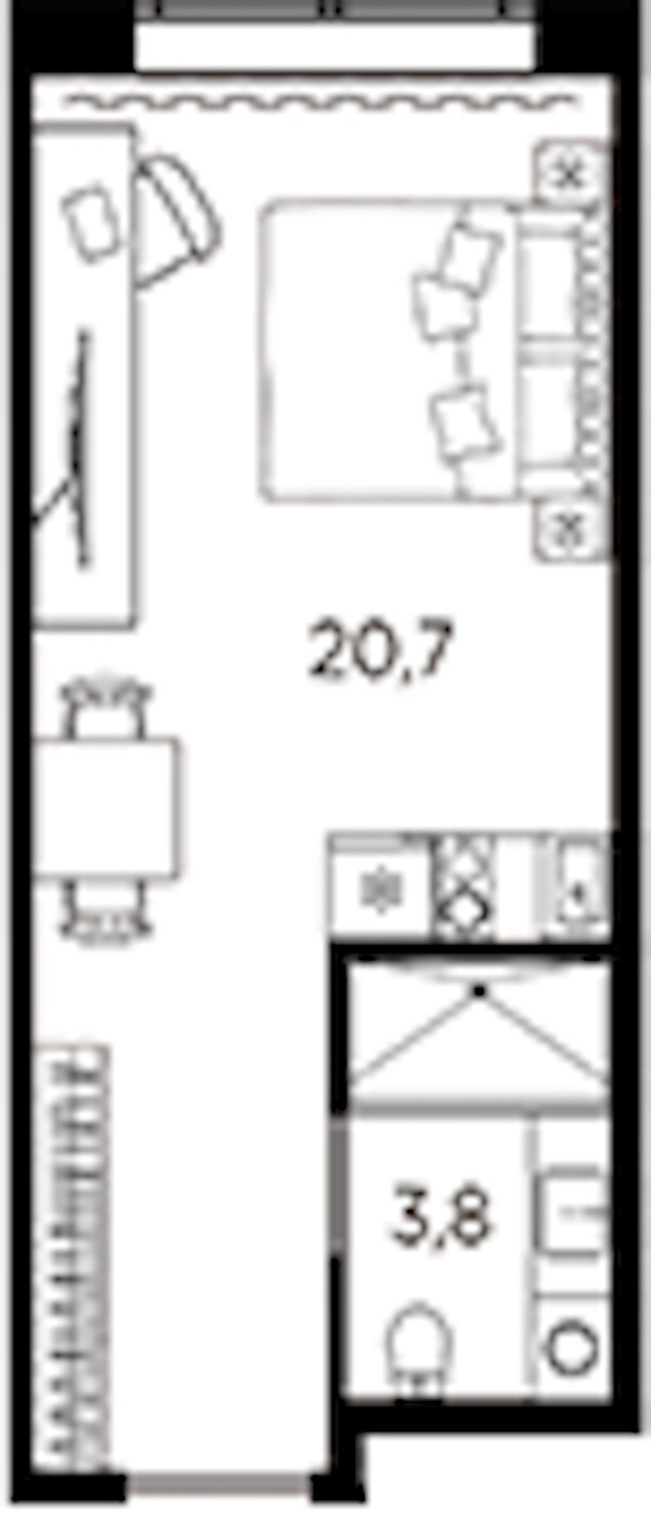 Квартира студия 24.5 м², 9/13 эт., ЖК «AVENIR Industrial»